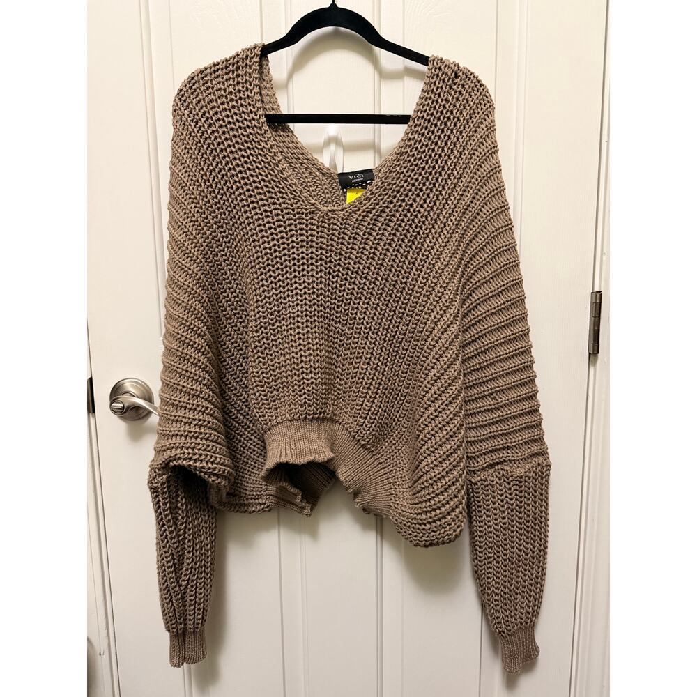 VICI Oversized Chunky Knit Sweater Taupe Medium balloon sleeves